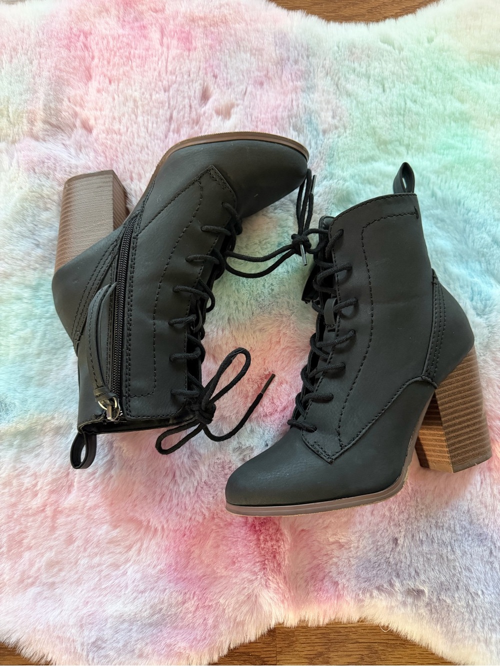 black lace up ankle boots